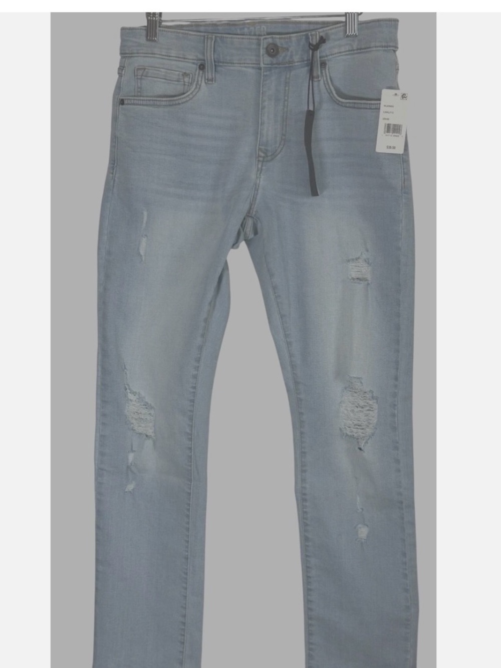 Light Blue Distressed Slim Fit Men's Jeans